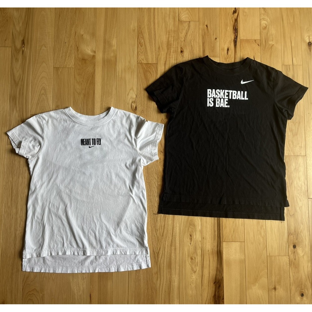 Nike Girls Youth Sz  XL "basketball is bae & Meant To Fly" T- shirts Black White